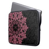 Rosa Bläserne schwarze Damasken Monogrammatikalisc Laptopschutzhülle (Vorderseite Links)