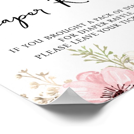 Rosa Bläserne Windelwanne Kinderdusche Poster (Ecke)