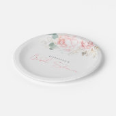 Rosa Bläserner Elegant Botanisches Brautparty Pappteller (Schrägansicht)