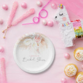 Rosa Bläserner Elegant Botanisches Brautparty Pappteller (Party)