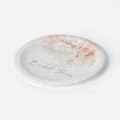 Rosa Bläserner Elegant Botanisches Brautparty Pappteller (Schrägansicht)