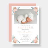 Rosa Bläserner Elegant Girl Foto Taufe Einladung