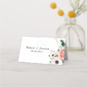 Rosa Bläserner Elegant Moderne Blume Hochzeit Platzkarte (Vorderseite)