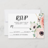 Rosa Bläserner Elegant Moderne Blume Hochzeit RSVP Karte (Vorderseite)