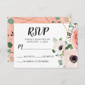 Rosa Bläserner Elegant Moderne Blume Hochzeit RSVP Karte (Vorne/Hinten)
