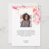 Rosa Bläserner Elegant Modernes Foto Dankeskarte (Rückseite)