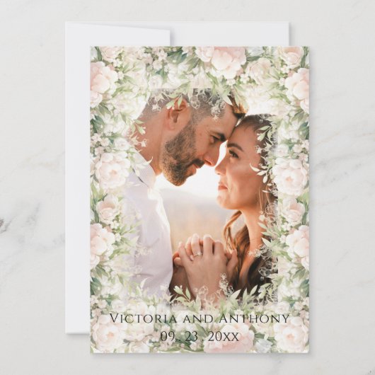 Rosa Bläserner Elegante Save The Date (Rückseite)