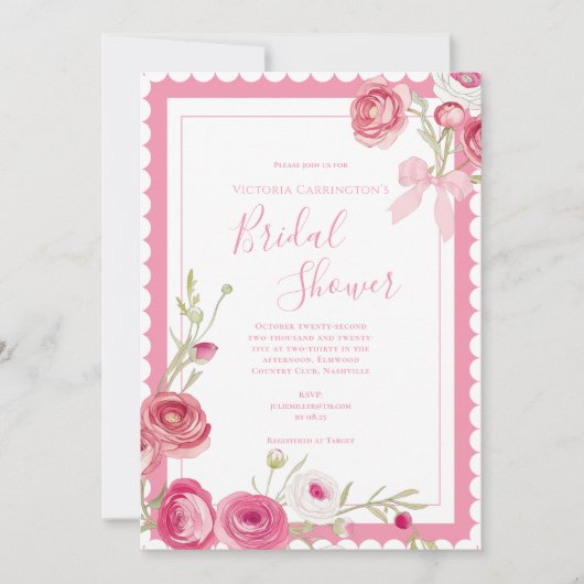 Rosa Bläserner Elegantes Brautparty Einladung (Vorderseite)