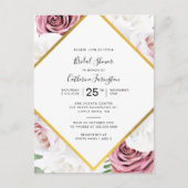 Rosa Bläserner Elegantes Brautparty Einladungspostkarte (Vorderseite)