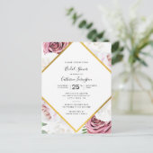 Rosa Bläserner Elegantes Brautparty Einladungspostkarte (Stehend Vorderseite)