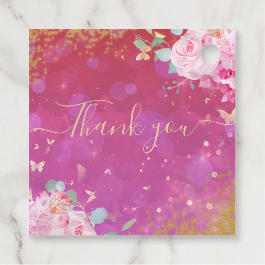 Rosa Bläserner Extravagant Elegantes Romantisches Geschenkanhänger (Rückseite)