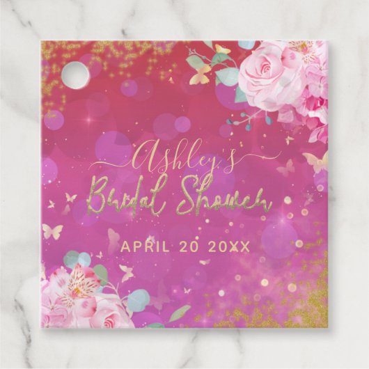 Rosa Bläserner Extravagant Elegantes Romantisches Geschenkanhänger (Vorderseite)