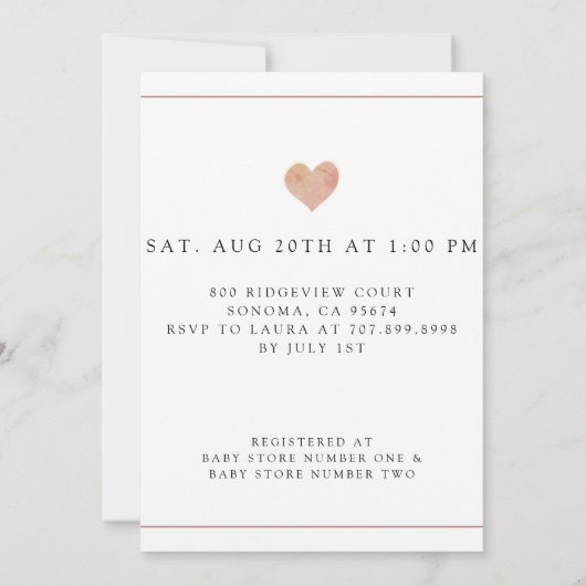 Rosa Bläserner Herzinsuffizier Einladung (Rückseite)