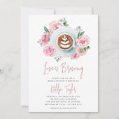 Rosa Bläserpferde "Liebe ist Brewing" Bridal Brunc Einladung (Vorderseite)