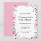 Rosa Bläserrahmen 81. Geburtstagseinladungen Einladung (Vorne/Hinten)