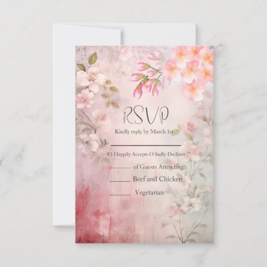 Rosa Bläserromantische Hochzeit RSVP Karte (Vorderseite)