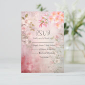 Rosa Bläserromantische Hochzeit RSVP Karte (Stehend Vorderseite)