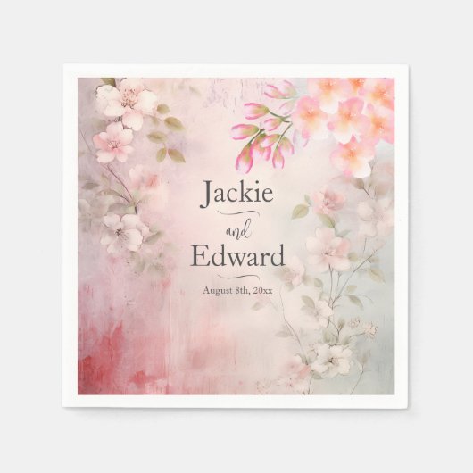 Rosa Bläserromantische Hochzeit Serviette (Vorderseite)