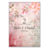 Rosa Bläserromantische Hochzeit Tischnummer (Rückseite)