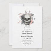 Rosa Bläserskull Halloween Gotische Hochzeit Einladung (Vorderseite)