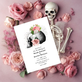 Rosa Bläserskull Halloween Gotische Hochzeit Einladung