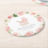 Rosa Bläserspülung Baby Dusche Rundpapier Unterset Runder Pappuntersetzer (Angewinkelt)