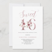 Rosa Bläsersüß 16 Geburtstag Einladung (Vorderseite)