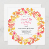 Rosa Bläsersüß 16 Geburtstag Einladung (Vorne/Hinten)