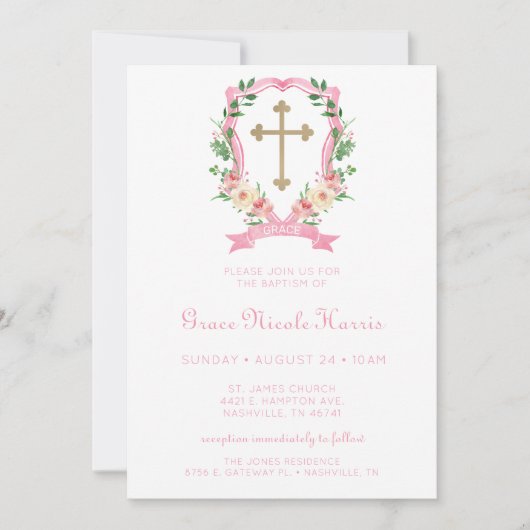 Rosa Bläsertaufe Einladung (Vorderseite)