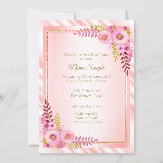 Rosa Bläserweiße Prinzessin Babydusche Ethnisch Einladung (Rückseite)