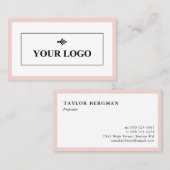 Rosa blass Border Dein Logo Minimalistisch Visitenkarte (Vorne/Hinten)