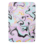 Rosa, blassblaue Schwarz und goldene Wirbel Fluid Badematte (Vorderseite Vertikal)