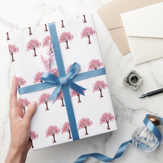 Rosa Blasse Bäume Geschenkpapier (Schenken)