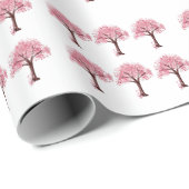 Rosa Blasse Bäume Geschenkpapier (Rolleneckpunkt)