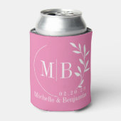 Rosa Blatt Hochzeitsmonogramm Dosenkühler (Kanne Vorderseite)