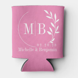 Rosa Blatt Hochzeitsmonogramm Dosenkühler