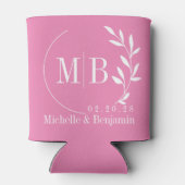 Rosa Blatt Hochzeitsmonogramm Dosenkühler (Rückseite)
