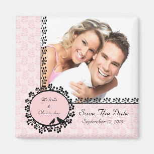 Rosa Blatt Liebe-Vogel-Foto-Save the Date Magnet