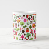 rosa Blattbaum Retro-Eulen-Muster Jumbo-Tasse (Vorderseite)