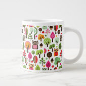 rosa Blattbaum Retro-Eulen-Muster Jumbo-Tasse (Rechts)