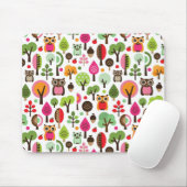 rosa Blattbaum Retro-Eulen-Muster Mousepad (Mit Mouse)