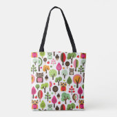 rosa Blattbaum Retro-Eulenmuster Tasche (Rückseite)