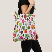 rosa Blattbaum Retro-Eulenmuster Tasche (Von Nahem)