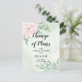 Rosa Blätter ändern das Brautparty Datum Postkarte (Stehend Vorderseite)