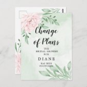 Rosa Blätter ändern das Brautparty Datum Postkarte (Vorne/Hinten)