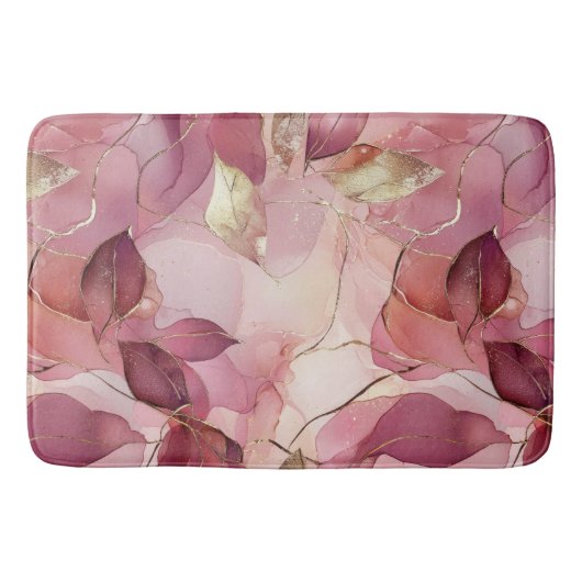 Rosa Blätter Badematte (Vorderseite)