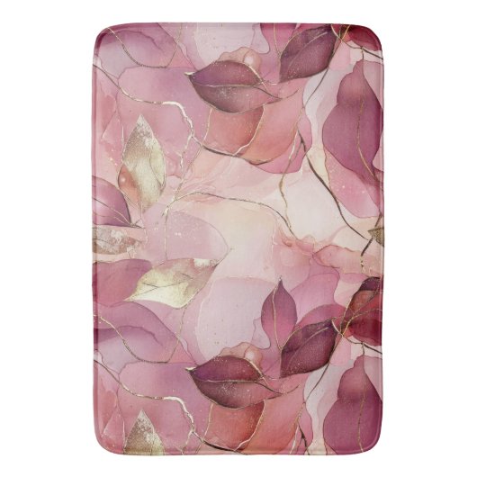 Rosa Blätter Badematte (Vorderseite Vertikal)