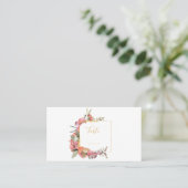 Rosa Blätter, Blume und Makronen Tischnummer Platzkarte (Stehend Vorderseite)