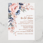 Rosa Blätter Brautparty Rose Gold Folieneinladung (Vorderseite)