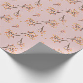 Rosa Blätter der Herbstzweigung fallen ab Geschenkpapier (Ecke)